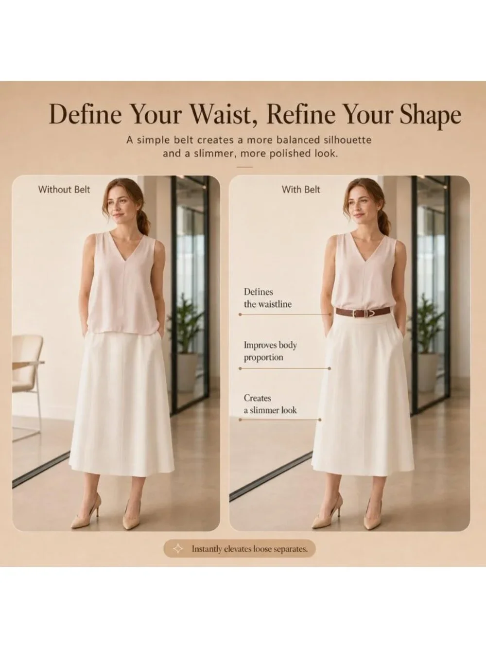 Stylish Women's Leather Waist Belt with Metal Buckle - Fashion Accessory for Any